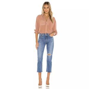 Levi's Wedgie Straight Button Fly Cropped Hi-Rise Jeans in Jive Size 26